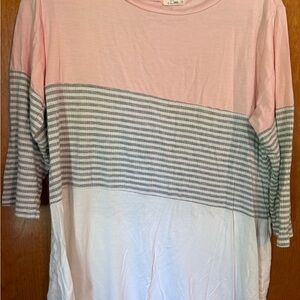 Pink and White Striped Long Sleeve Tee